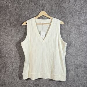 Brea Canyon Sweater Vest Womens Large Ivory Sleeveless V-Neck Pullover